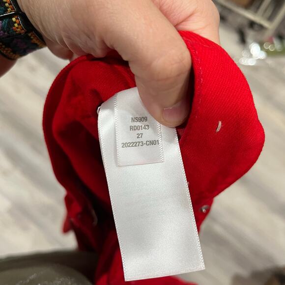 Madewell Bright Cherry Red Low-Slung Baggy Jeans Womens Size 27 NS909 Relaxed - Picture 8 of 11